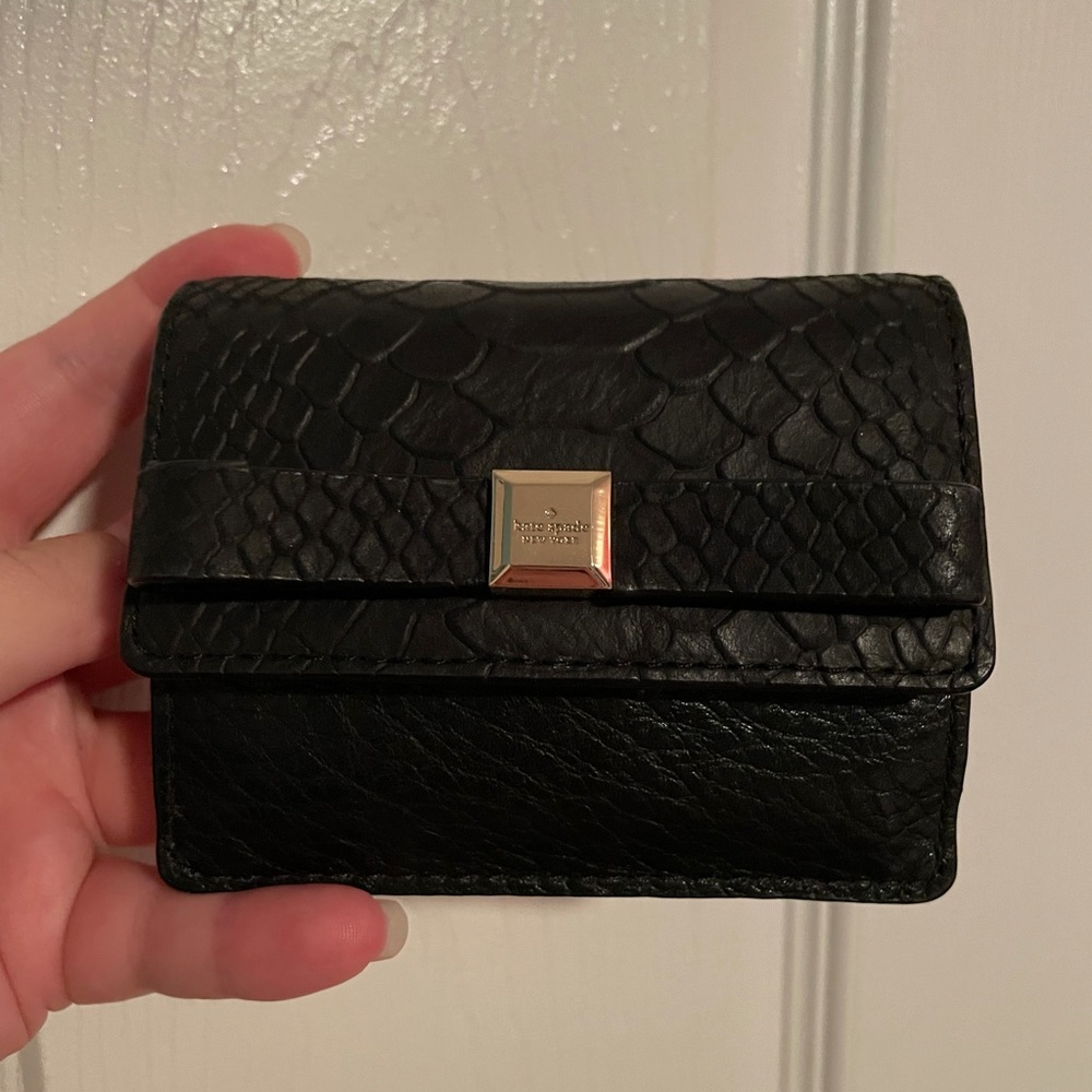 Kate Spade Black Faux Snake Skin Petty Wallet
